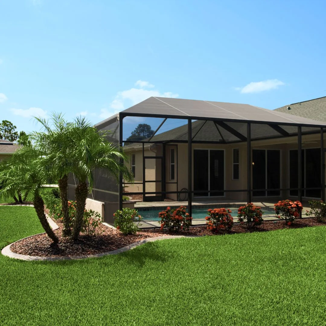 Backyard screen room in a North Florida home renovation