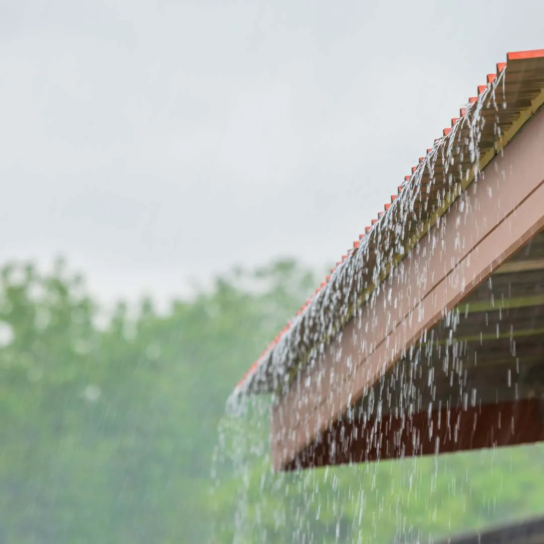 Rain running off a metal roof during a storm in Lake City, FL