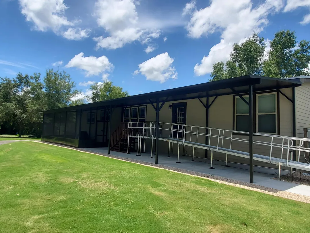House with a newly constructed handicap access ramp
