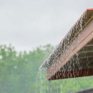 Rain running off a metal roof in Lake City, FL