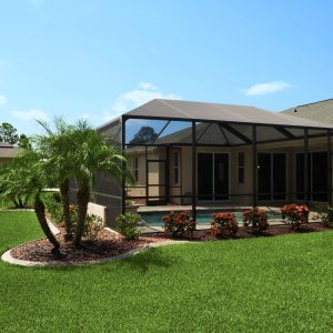 Backyard renovation ideas North Florida represented by a picture of a screen room in Florida. 